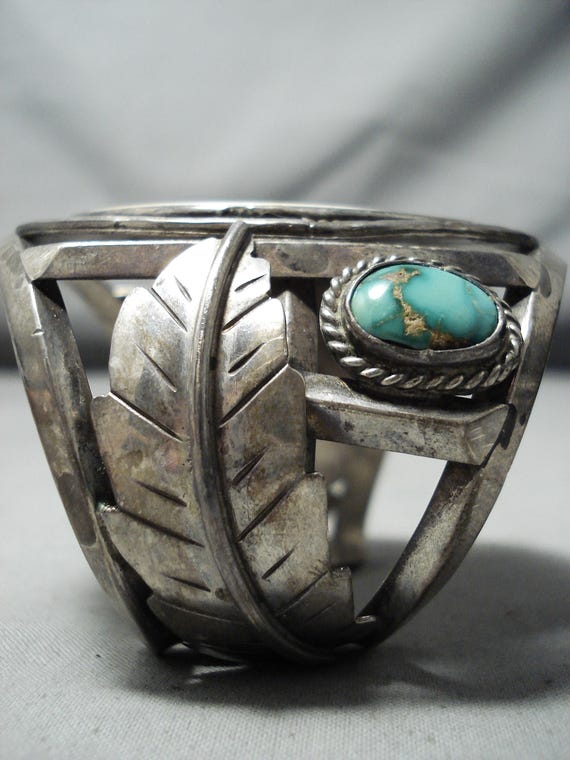 Native American Mongo Vintage Navajo Carico Lake Turquoise Sterling Silver Bracelet Native American Mongo Vintage Navajo Carico Lake Turquoise Sterling Silver Bracelet