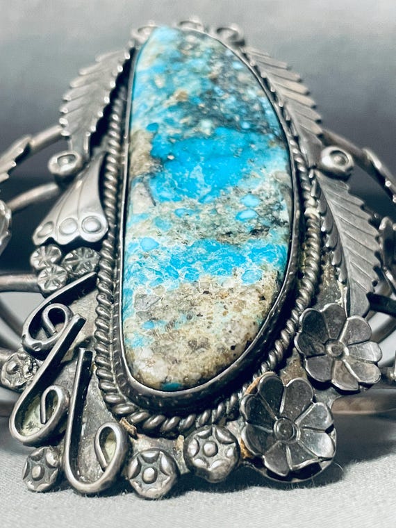 Museum Wide Vintage Native American Navajo Turquoise Sterling Silver Bracelet Museum Wide Vintage Native American Navajo Turquoise Sterling Silver Bracelet