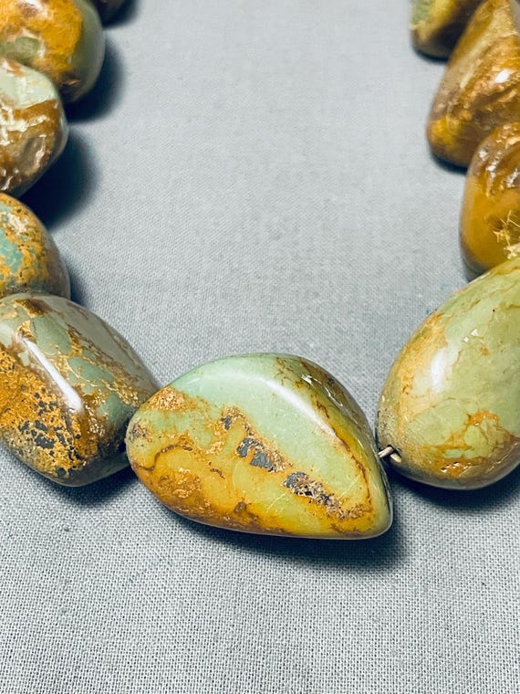 196 Grams Mind Blowing Vintage Native American Navajo Green Turquoise Sterling Silver Necklace 196 Grams Mind Blowing Vintage Native American Navajo Green Turquoise Sterling Silver Necklace