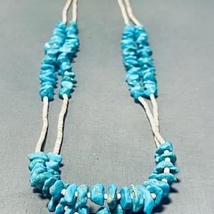 Native American One Of The Most Unique Sectioned Vintage Santo Domingo Turquoise Necklace Native American One Of The Most Unique Sectioned Vintage Santo Domingo Turquoise Necklace