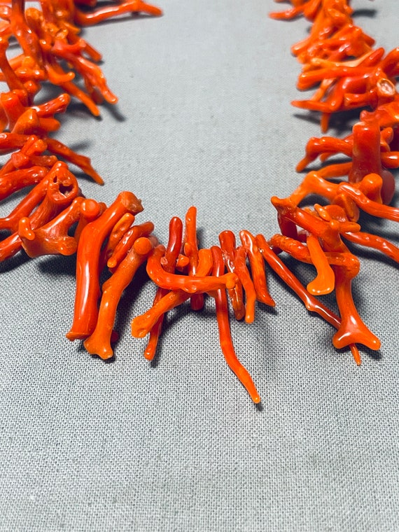 Native American Best Vintage Santo Domingo Branch Coral Sterling Silver Necklace Native American Best Vintage Santo Domingo Branch Coral Sterling Silver Necklace