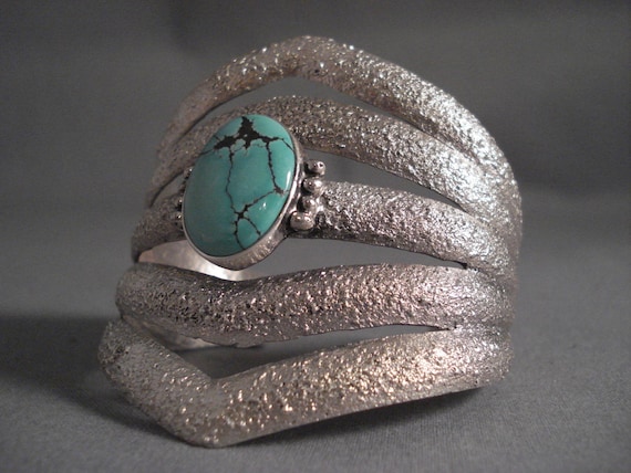 Quad Tier Navajo Spiderweb Turquoise Native American Jewelry Silver Navajo Heavy Bracelet Quad Tier Navajo Spiderweb Turquoise Native American Jewelry Silver Navajo Heavy Bracelet