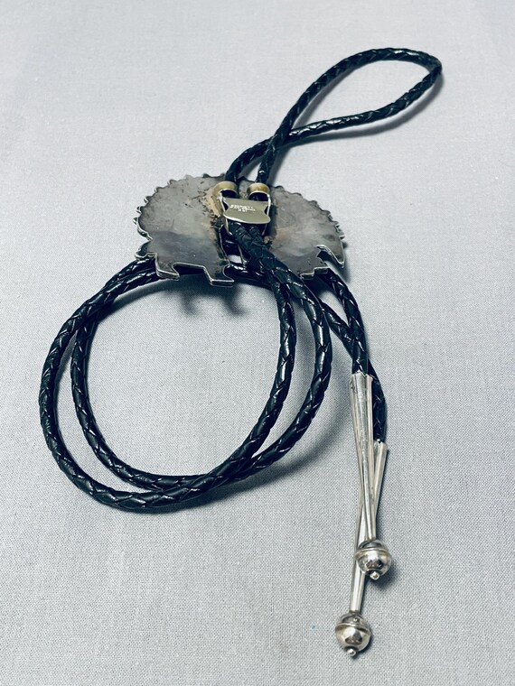 Early Authentic Vintage Native American Zuni Turquoise Sterling Silver Inlay Bolo Tie Early Authentic Vintage Native American Zuni Turquoise Sterling Silver Inlay Bolo Tie