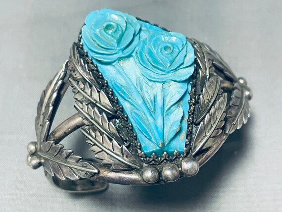 One Of The Most Unique Vintage Native American Navajo Turquoise Sterling Silver Bracelet One Of The Most Unique Vintage Native American Navajo Turquoise Sterling Silver Bracelet