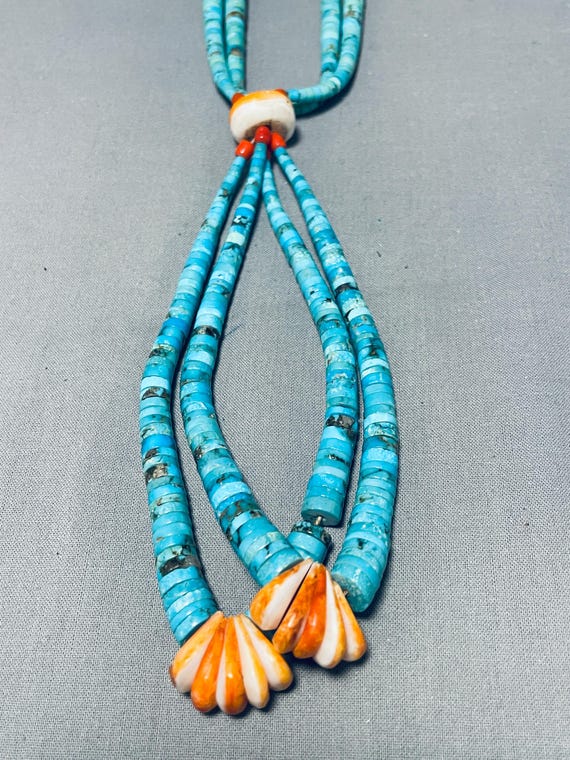Native American Gasp! Green Turquoise Graduating Santo Domingo Sterling Silver Necklace Native American Gasp! Green Turquoise Graduating Santo Domingo Sterling Silver Necklace