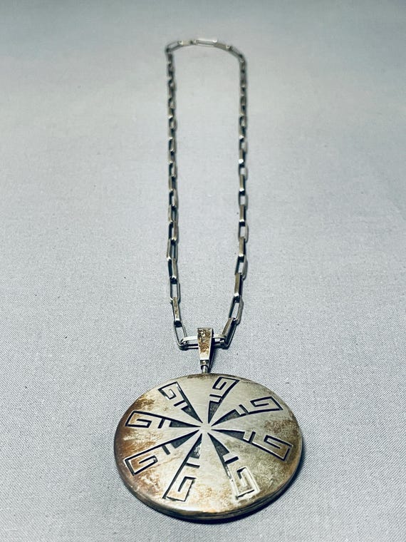 One Of The Best Heavy Native American Hopi Double Sided Vintage Sterling Silver Necklace One Of The Best Heavy Native American Hopi Double Sided Vintage Sterling Silver Necklace