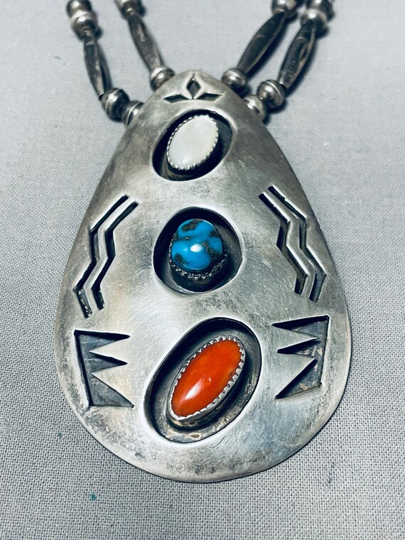 Thirty One Inch Vintage Native American Navajo Bisbee Turquoise Sterling Silver Necklace Thirty One Inch Vintage Native American Navajo Bisbee Turquoise Sterling Silver Necklace