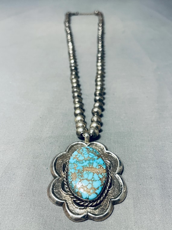 Native American Important Best Thunderbird Turquoise Vintage Navajo Sterling Silver Necklace Native American Important Best Thunderbird Turquoise Vintage Navajo Sterling Silver Necklace