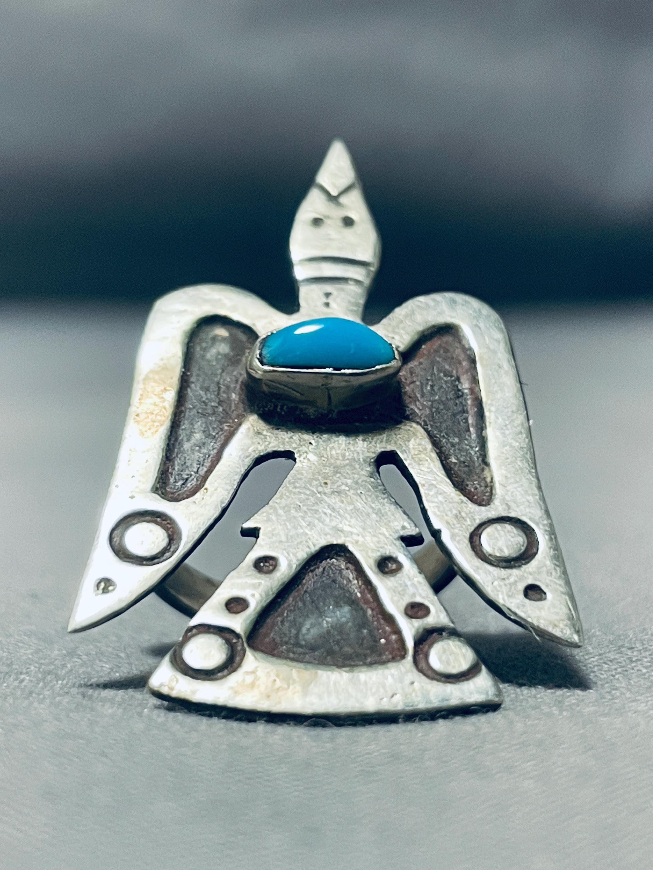 Towering Huge Vintage Native American Navajo Turquoise Kachina Sterling Silver Bracelet Old Towering Huge Vintage Native American Navajo Turquoise Kachina Sterling Silver Bracelet Old