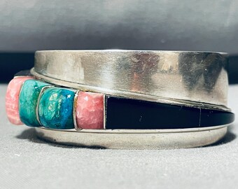 6 Inch Wrist Vintage Native American Navajo Signed Turquoise