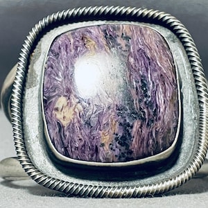 Very Unique 2 Artist Vintage Navajo Charoite Sterling Silver Bracelet - Make An Offer!