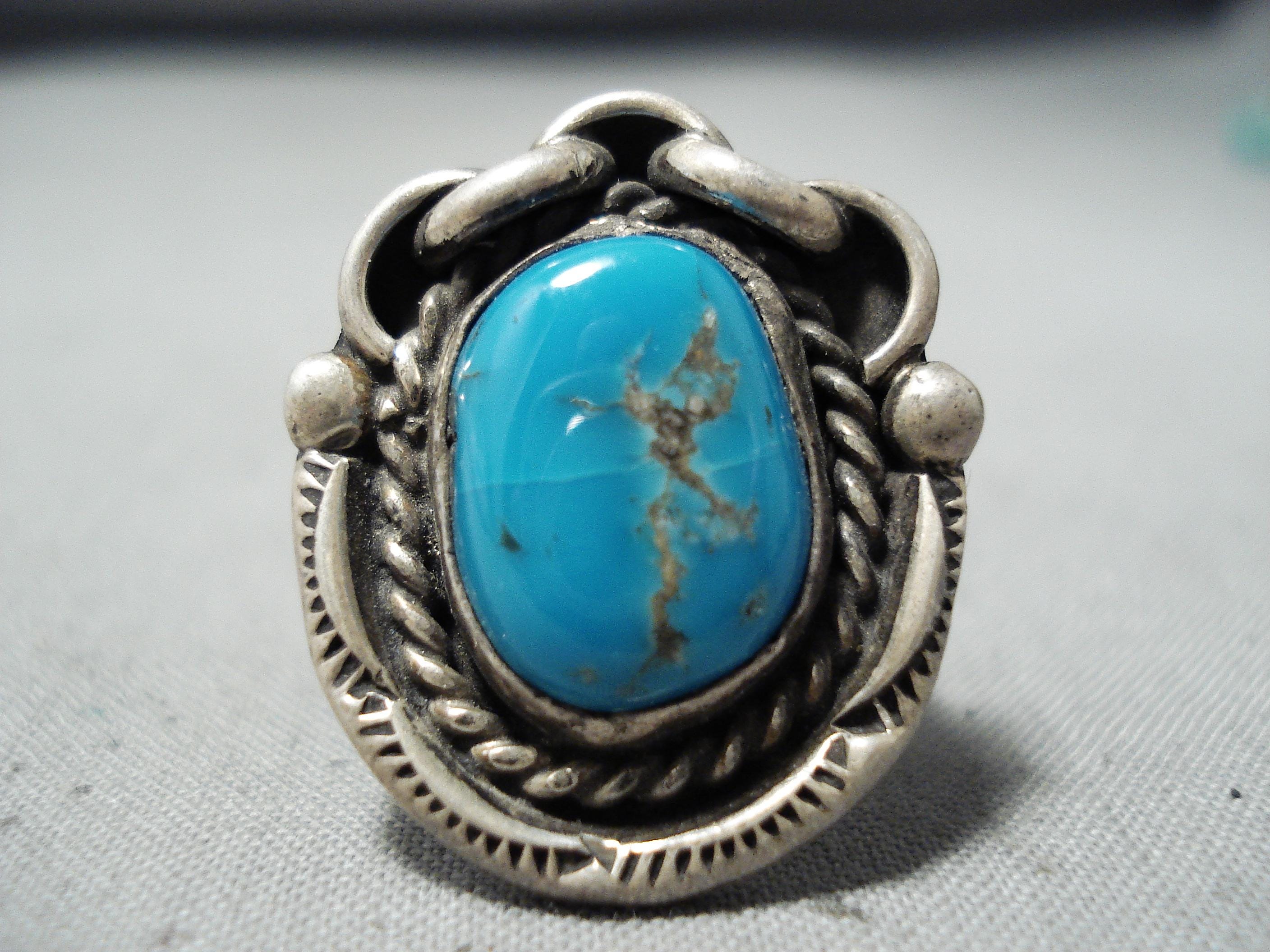 Wonderful Vintage Native American Navajo Old Kingman Turquoise Sterling ...