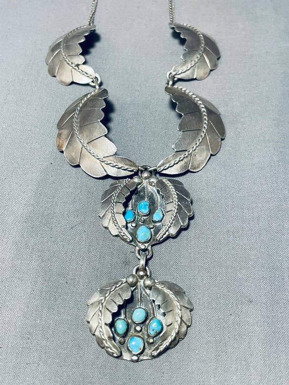 One Of The Best Earlier Vintage Native American Navajo Hand Tooled Sterling Silver Necklace One Of The Best Earlier Vintage Native American Navajo Hand Tooled Sterling Silver Necklace
