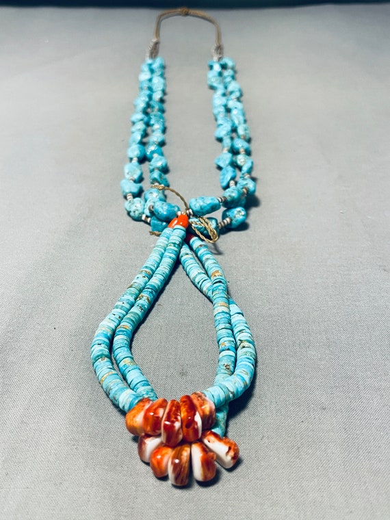Early Vintage Santo Domingo Native American Navajo Vintage Turquoise Jacla Necklace Old Early Vintage Santo Domingo Native American Navajo Vintage Turquoise Jacla Necklace Old