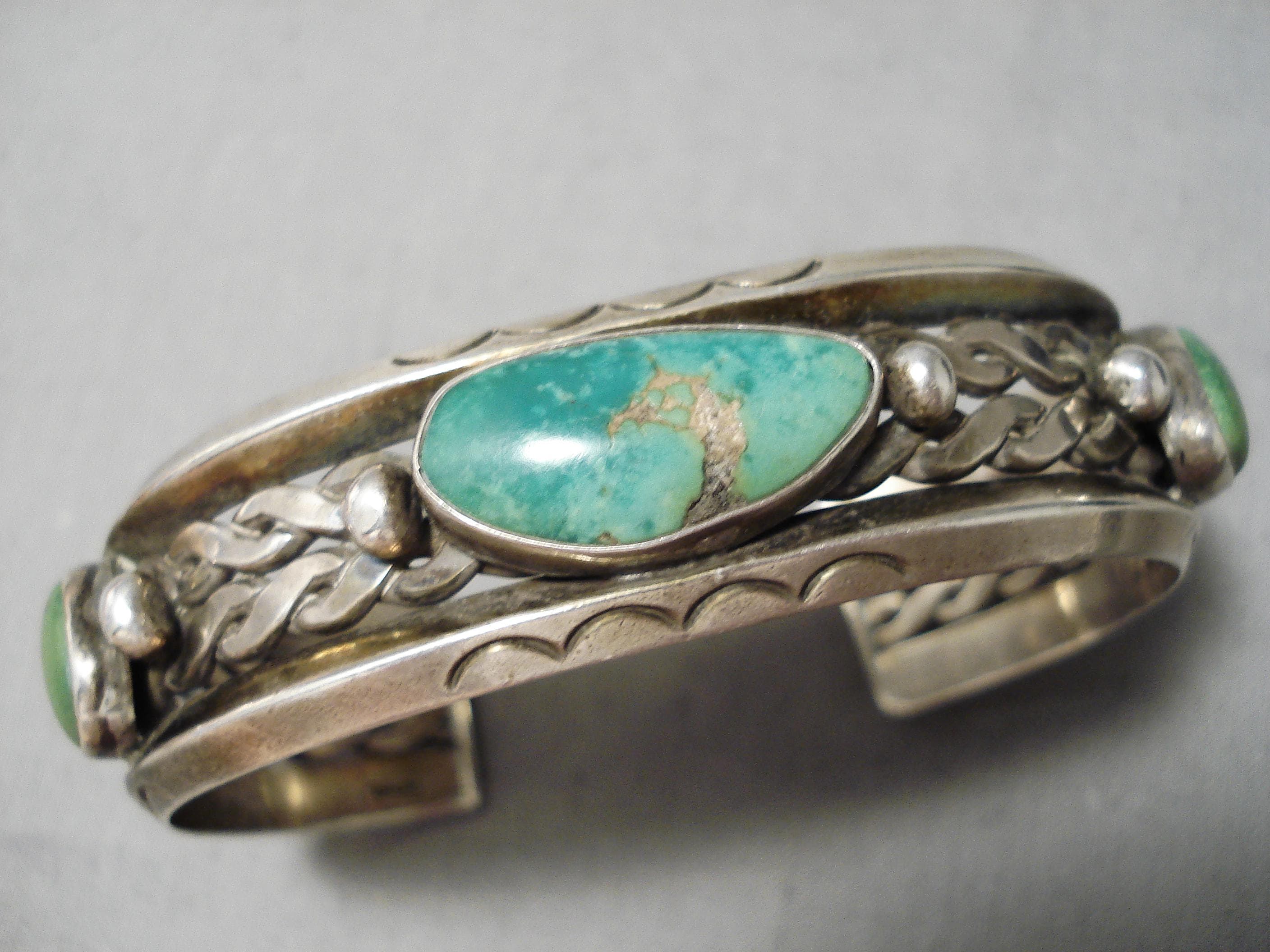 Exceptional Native American Navajo Royston Turquoise Sterling Silver Comb Exceptional Native American Navajo Royston Turquoise Sterling Silver Comb