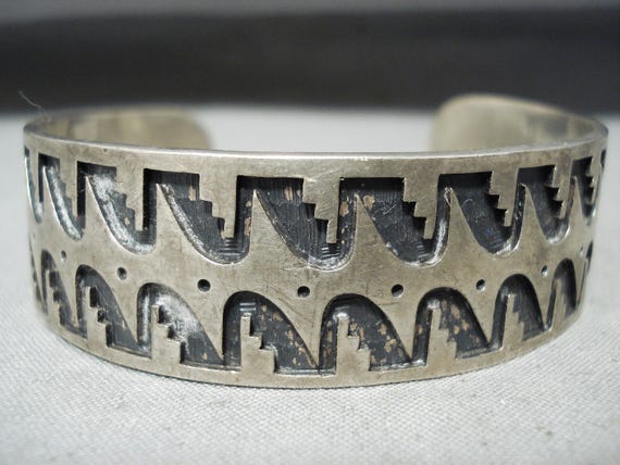 Important Vintage Rob Honyaktewa Sterling Silver Native American Hopi Bracelet Important Vintage Rob Honyaktewa Sterling Silver Native American Hopi Bracelet