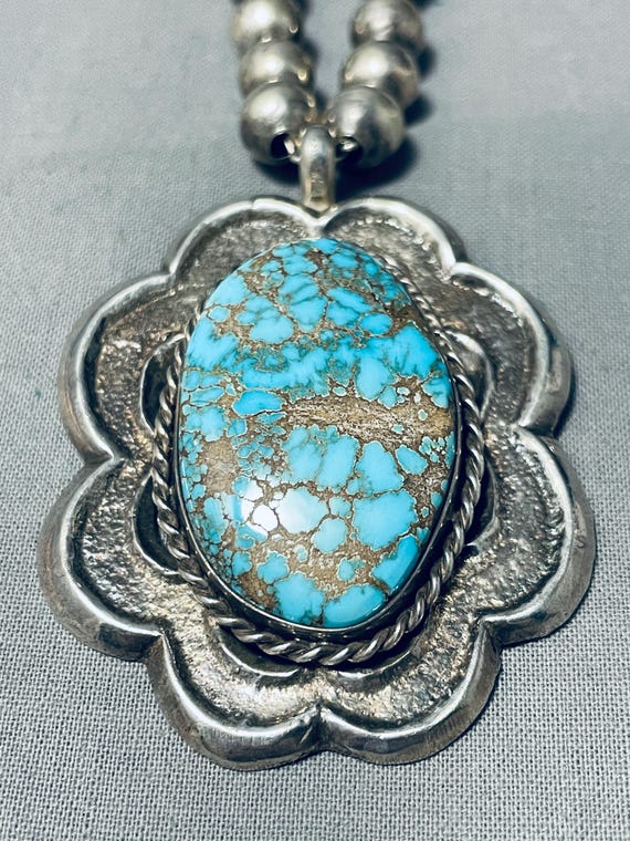 Native American Important Best Thunderbird Turquoise Vintage Navajo Sterling Silver Necklace Native American Important Best Thunderbird Turquoise Vintage Navajo Sterling Silver Necklace