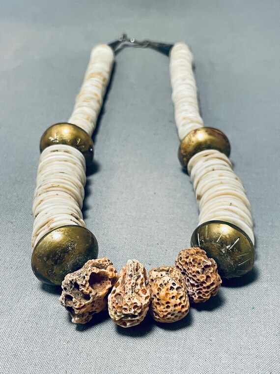 Native American Huge!!!! Very Rare Vintage Santo Domingo Colossal Coral Brass Sterling Necklace Native American Huge!!!! Very Rare Vintage Santo Domingo Colossal Coral Brass Sterling Necklace