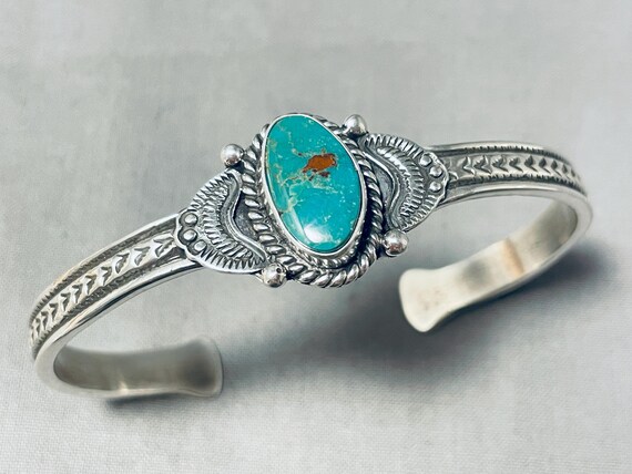 Excellent Native American Navajo Royston Turquoise Sterling Silver Bracelet Signed G. Hale Excellent Native American Navajo Royston Turquoise Sterling Silver Bracelet Signed G. Hale
