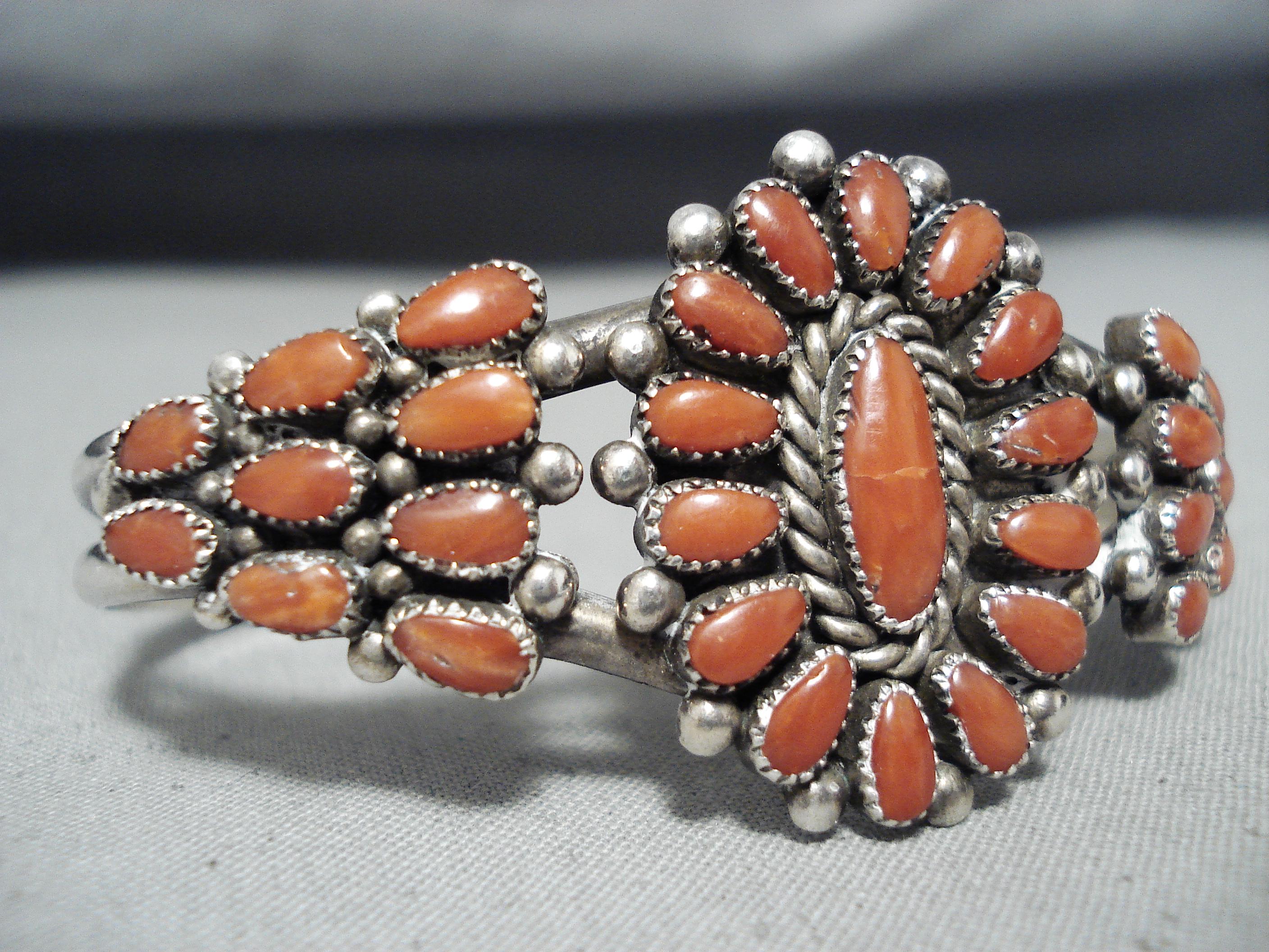 Alice Quam Authentic Vintage Native American Zuni Coral Sterling