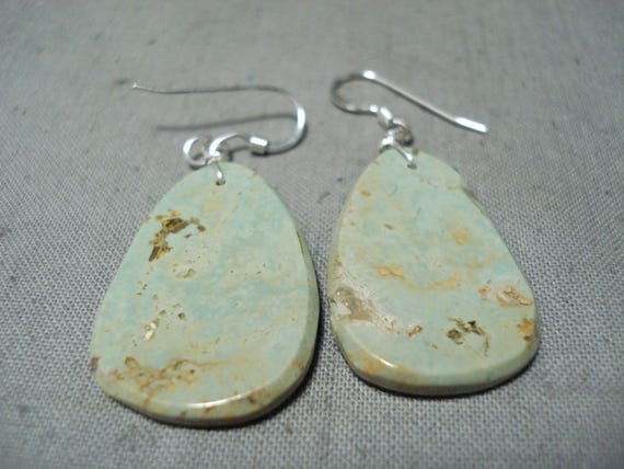 Native American Stunning Santo Domingo Royston Turquoise Large Slab Sterling Silver Earrings Native American Stunning Santo Domingo Royston Turquoise Large Slab Sterling Silver Earrings