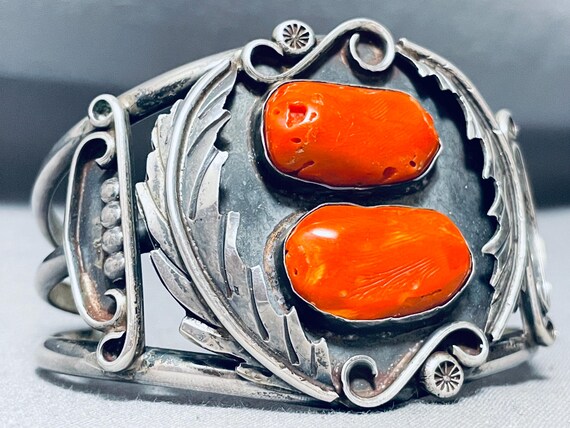 Randy Hoskie Chunk Coral Vintage Native American Navajo Sterling