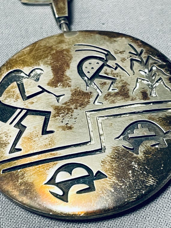 One Of The Best Heavy Native American Hopi Double Sided Vintage Sterling Silver Necklace One Of The Best Heavy Native American Hopi Double Sided Vintage Sterling Silver Necklace