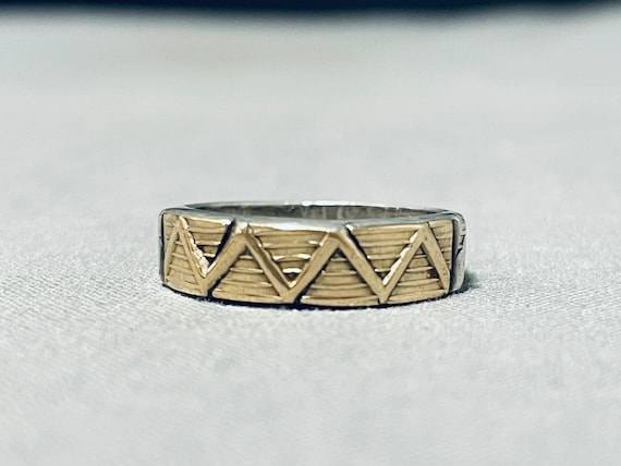Gorgeous Native American Navajo 14k Gold Sterling… - image 1