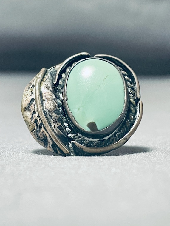 Authentic Rare Mine Turquoise Vintage Native American Navajo Sterling Silver Ring Old Authentic Rare Mine Turquoise Vintage Native American Navajo Sterling Silver Ring Old