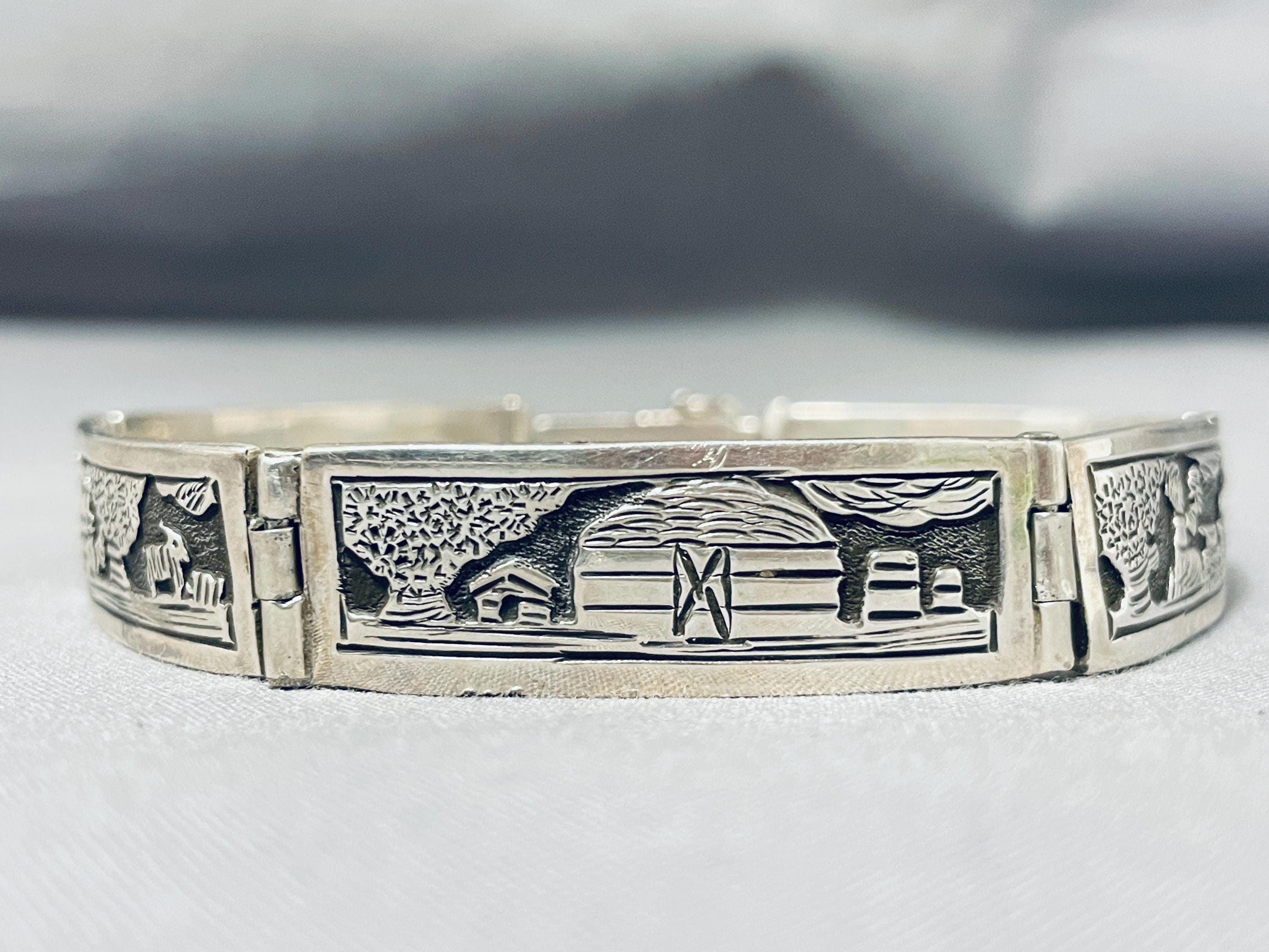 k*k様 SILVER925 NAVAJO BRACELET シルバーブレスレッ Micro Precise Hand Carved Vintage Native American Navajo Sterling
