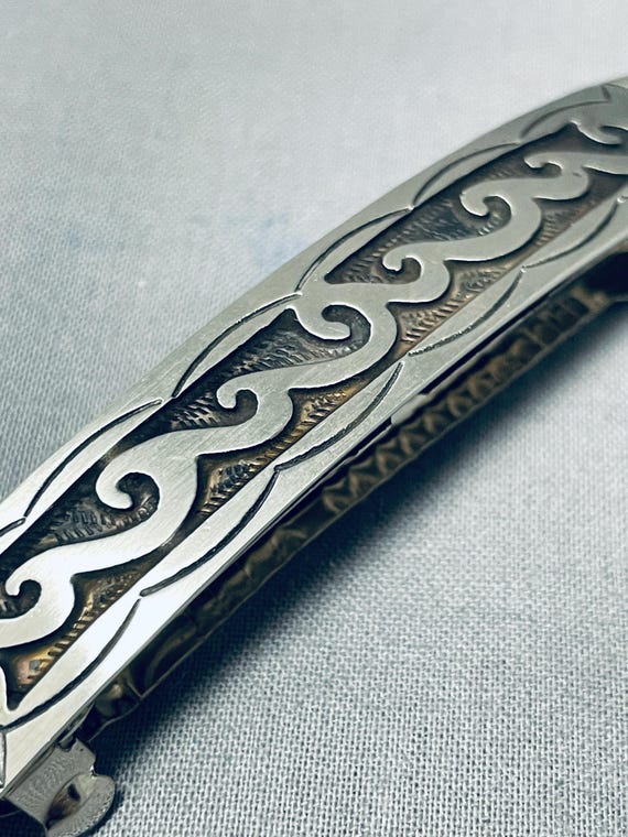 Wonderful Native American Navajo Handcarved Sterling Silver Waves Barrette Wonderful Native American Navajo Handcarved Sterling Silver Waves Barrette