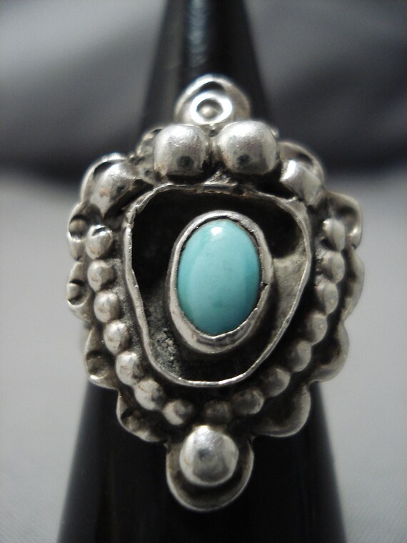 Colossal Vintage Navajo Domed Bisbee Turquoise Native American Jewelry Silver Ring! Colossal Vintage Navajo Domed Bisbee Turquoise Native American Jewelry Silver Ring!