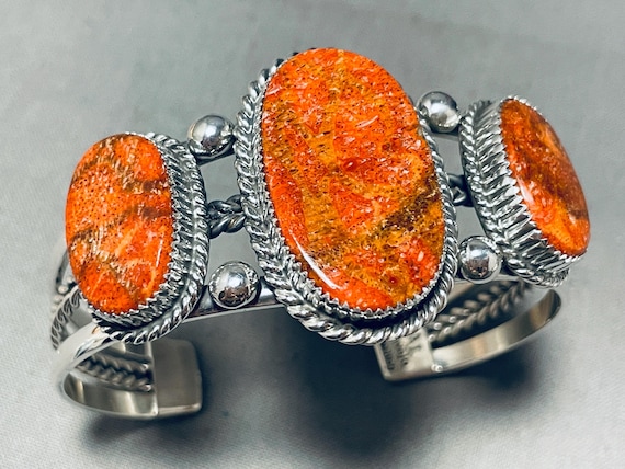 Alvin Joe Vintage Native American Navajo Coral Sterling Silver Bracelet Alvin Joe Vintage Native American Navajo Coral Sterling Silver Bracelet