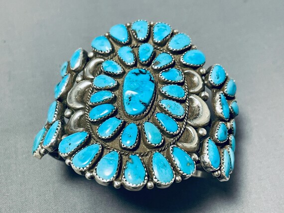 Important Vintage Native American Navajo Justin Wilson Turquoise Sterling Silver Bracelet Old Important Vintage Native American Navajo Justin Wilson Turquoise Sterling Silver Bracelet Old