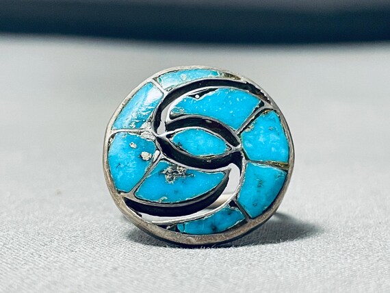 Twirls Of Love Vintage Native American Navajo Turquoise Sterling Silver Ring Old Twirls Of Love Vintage Native American Navajo Turquoise Sterling Silver Ring Old