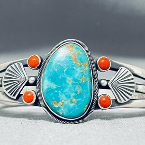 Native American Important Vintage Steve Arviso Turquoise Sterling Silver Bracelet Native American Important Vintage Steve Arviso Turquoise Sterling Silver Bracelet