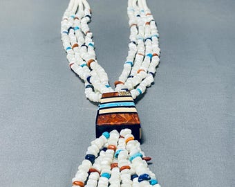 One Of The Most Unique Native American White Stone Turquoise Necklace One Of The Most Unique Native American White Stone Turquoise Necklace