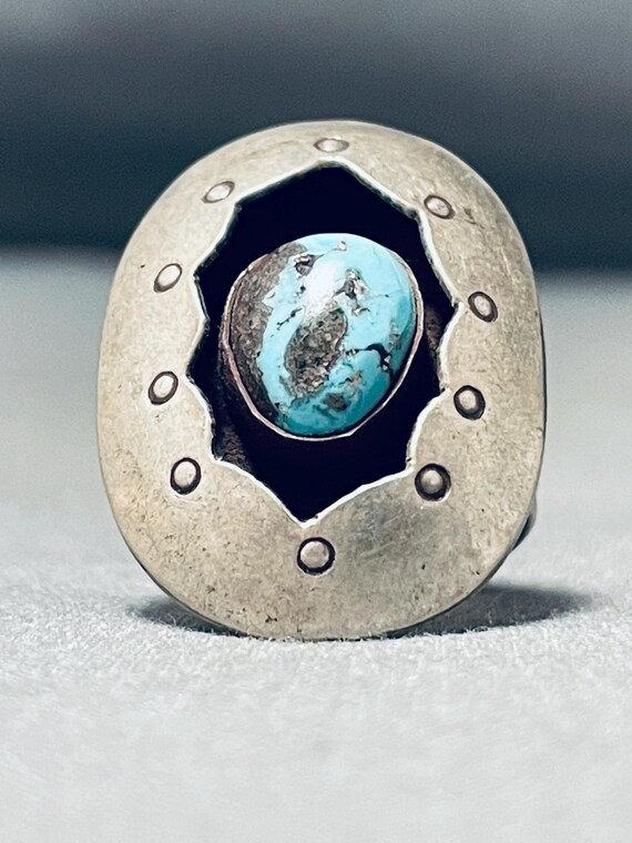 Very Rare Vintage Native American Navajo Bisbee Turquoise Sterling Silver Ring Old Very Rare Vintage Native American Navajo Bisbee Turquoise Sterling Silver Ring Old