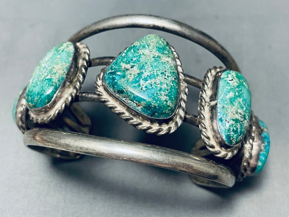 Rare Vintage Native American Navajo Gilbert Turquoise Sterling Silver Bracelet Old Rare Vintage Native American Navajo Gilbert Turquoise Sterling Silver Bracelet Old