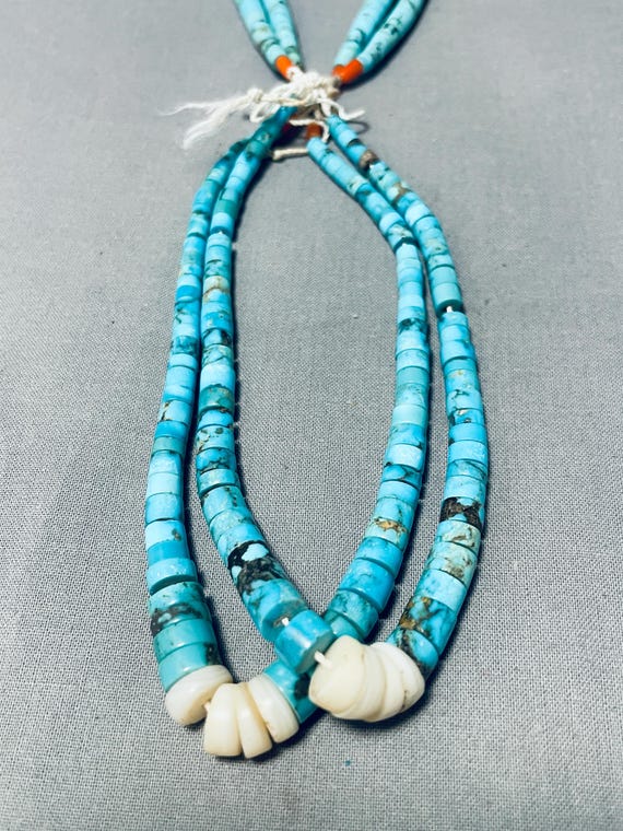 Native American Important Authentic Vintage Santo Domingo Turquoise Heishi Necklace Old Native American Important Authentic Vintage Santo Domingo Turquoise Heishi Necklace Old