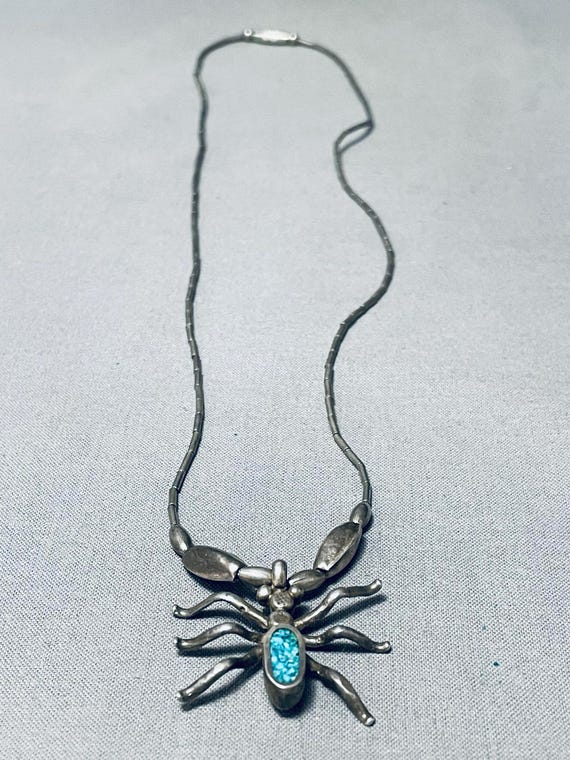 Detailed!! Vintage Native American Navajo Spider Turquoise Sterling Silver Waving Bracelet Detailed!! Vintage Native American Navajo Spider Turquoise Sterling Silver Waving Bracelet