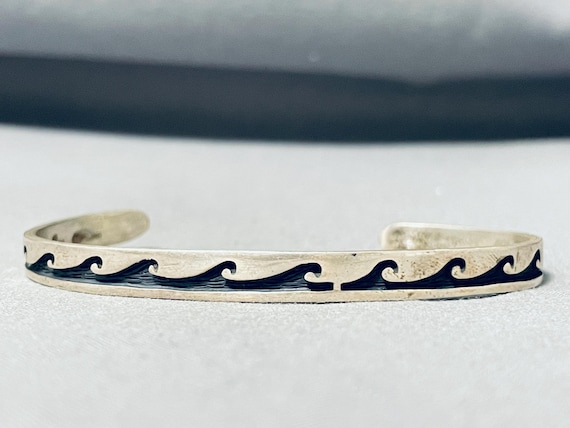 John Honie Vintage Native American Hopi Sterling Silver Wave Bracelet John Honie Vintage Native American Hopi Sterling Silver Wave Bracelet