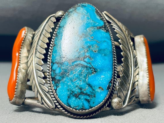 Very Important Vintage Native American Zuni Eddie Beyuka Turquoise Sterling Silver Ring Very Important Vintage Native American Zuni Eddie Beyuka Turquoise Sterling Silver Ring