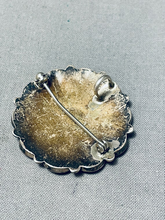 Striking Vintage Native American Zuni Turquoise Sterling Silver Sunface Pin/ Pendant Striking Vintage Native American Zuni Turquoise Sterling Silver Sunface Pin/ Pendant
