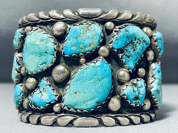 131 Gram Very Rare Vintage Native American Zuni Turquoise Sterling Silver Bracelet 131 Gram Very Rare Vintage Native American Zuni Turquoise Sterling Silver Bracelet