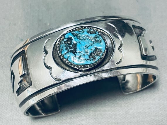 Dodson Native American Navajo Family Vintage Sterling Silver Turquoise Bracelet Cuff Dodson Native American Navajo Family Vintage Sterling Silver Turquoise Bracelet Cuff