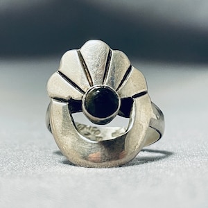 Wonderful Vintage Navajo/ Mexico Jet Sterling Silver Ring Wonderful Vintage Navajo/ Mexico Jet Sterling Silver Ring