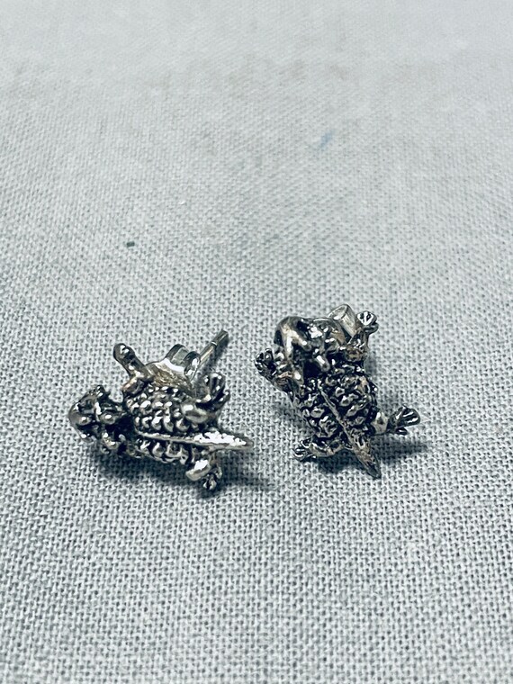 Whimsical Navajo Sterling Silver Toad Earrings Native American Whimsical Navajo Sterling Silver Toad Earrings Native American