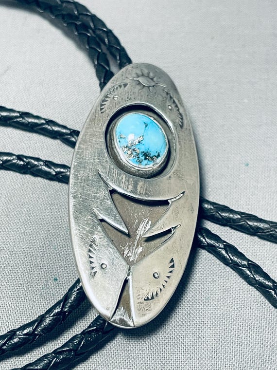 Mesmerizing Vintage Native American Navajo Damale Turquoise Sterling Silver Pendant Mesmerizing Vintage Native American Navajo Damale Turquoise Sterling Silver Pendant