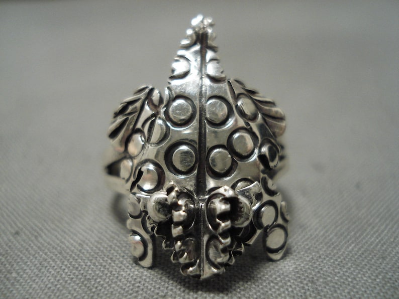 Important Navajo Horned Toad Sterling Silver Native American Ring